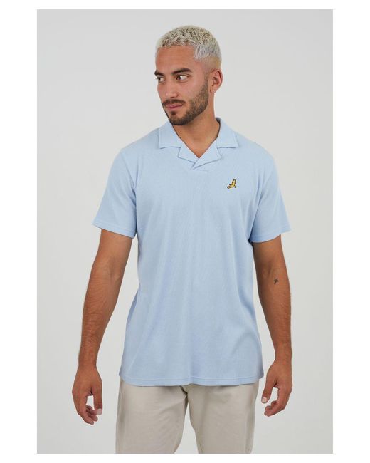 Brave Soul Blue 'Sonoma' Cotton Blend Waffle Polo Shirt for men