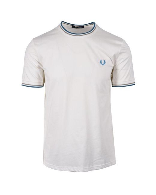 Fred Perry White Twin Tipped T-Shirt Snow/Warm for men