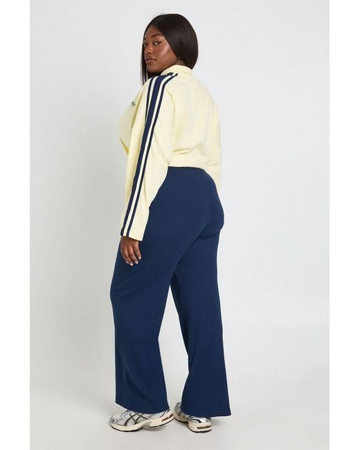 Boohoo Blue Plus Basic Rib Straight Leg Trouser
