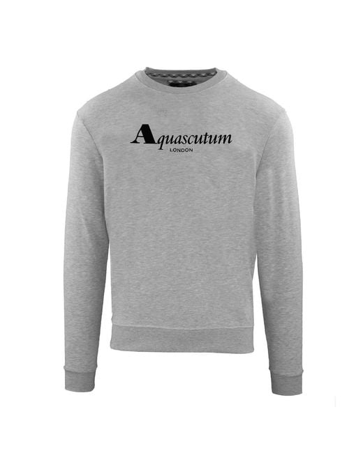 Aquascutum Gray Lacoste Lettering Crew Neck Long Sleeve Sweatshirt for men