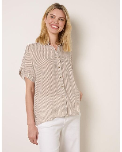 Blue Vanilla Natural Stripe Button Front Shirt