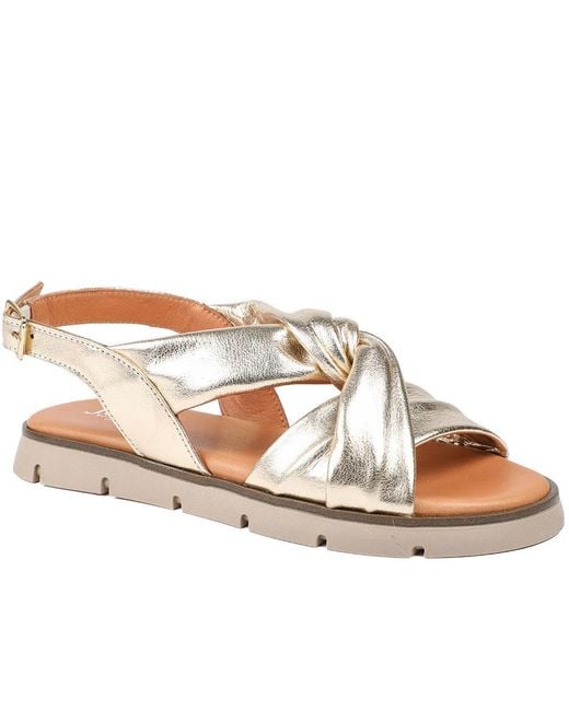 Jones Bootmaker Metallic Jocasta Leather Twist Strap Sandals