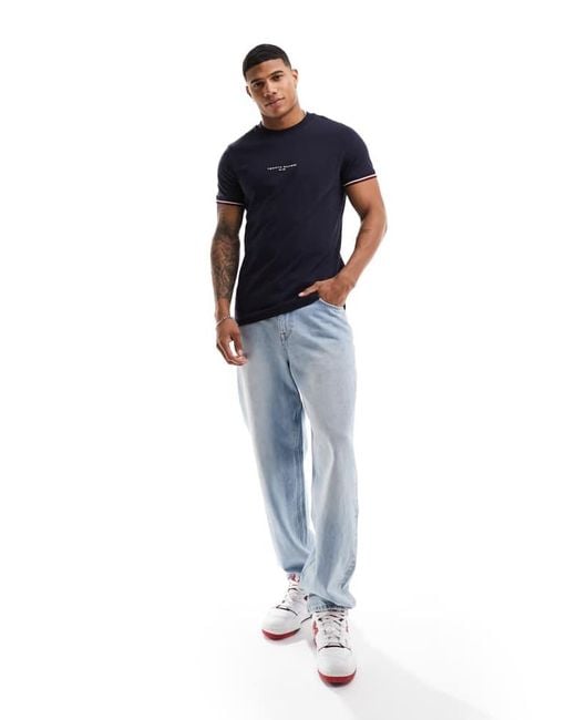 Tommy Hilfiger Blue Logo Tipped T-Shirt for men
