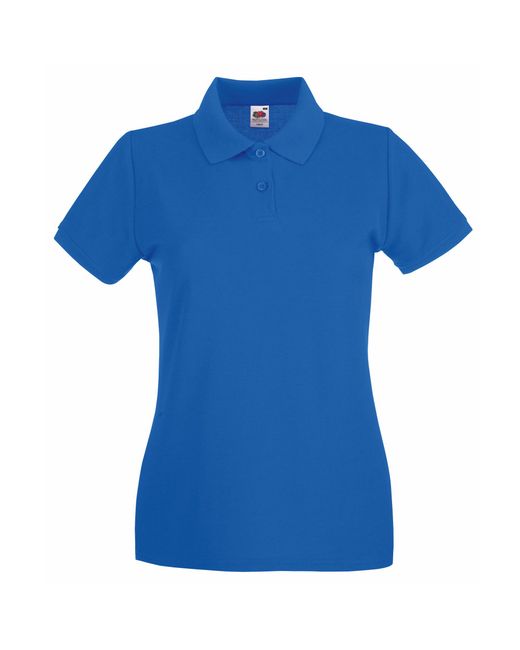 Fruit Of The Loom Blue Ladies Lady-Fit Premium Short Sleeve Polo Shirt (Royal)