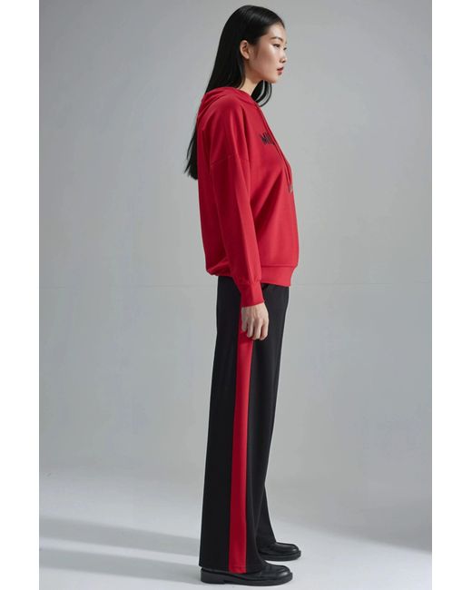 Hiccup Modal Touch Hooded Embroidered Long Wide Leg Two-Piece Co-Ord Set