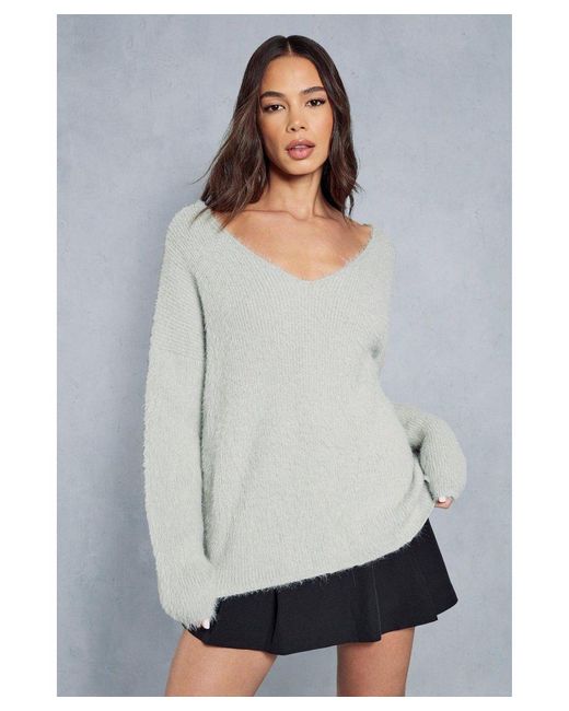 MissPap Gray Knitted Oversized Fluffy Jumper