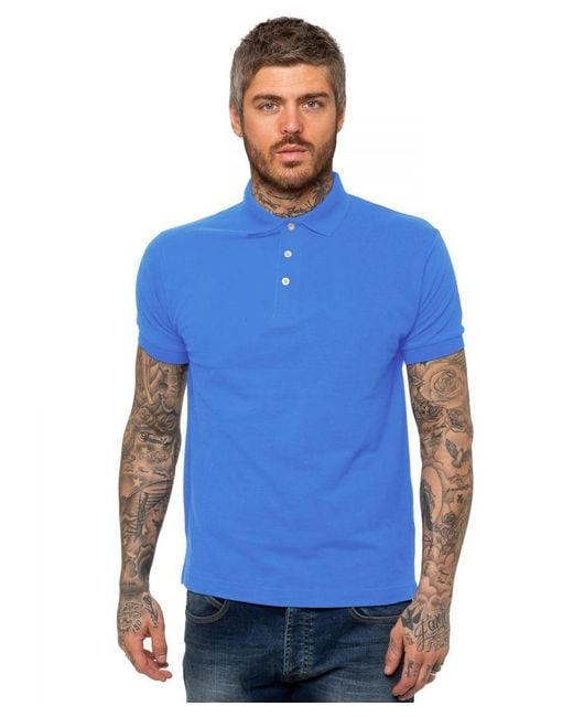 Kruze By Enzo Blue Short Sleeve Polo Shirts for men