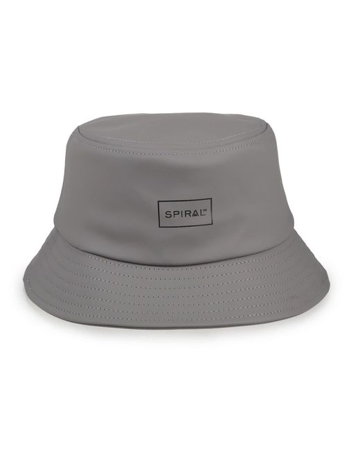 Spiral Gray Accessories Wordmark Ribbed Cord Effect Bucket Hat