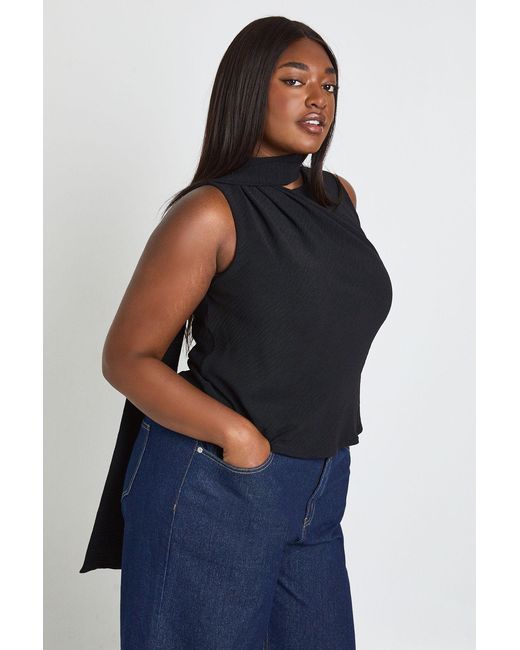 Boohoo Blue Plus Wrap Over Scarf Top