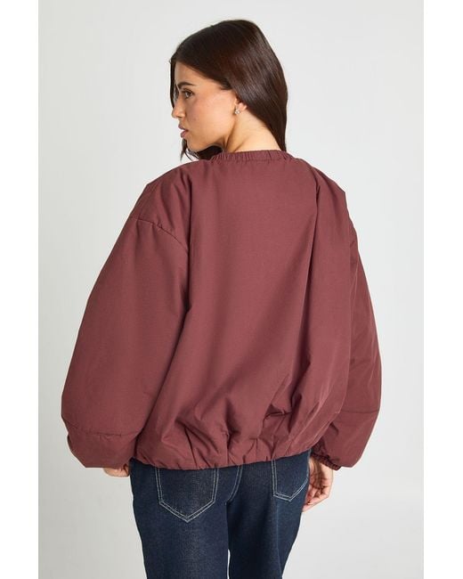 Boohoo Red Oversized Collar Detail Bomber Jacket