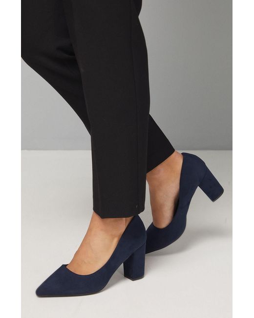 Good for the Sole Black Wide Fit Exmoor Faux Suede Comfort Medium Block Heel Court Shoes