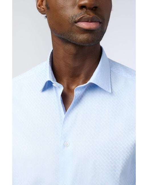 Ted Baker White Slim Fit Square Dobby Single Cuff Shirt for men
