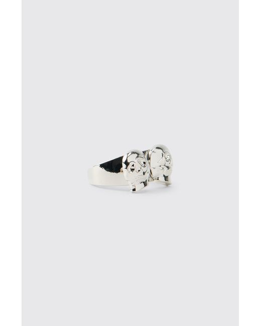 BoohooMAN Metallic Skull Ring for men