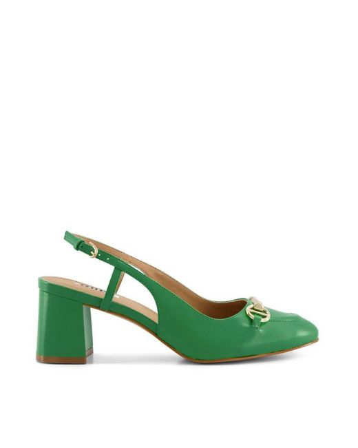 Dune Green Ladies Cassie - Snaffle-trim Block-heel Slingback Courts Leather
