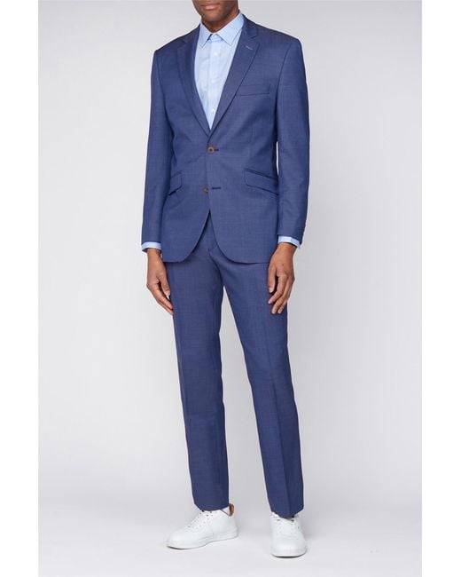 Scott Blue Long Sleeve Regular Suit Jacket for men