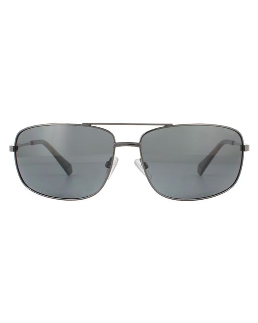 Polaroid Gray Rectangle Dark Ruthenium Polarized Sunglasses for men
