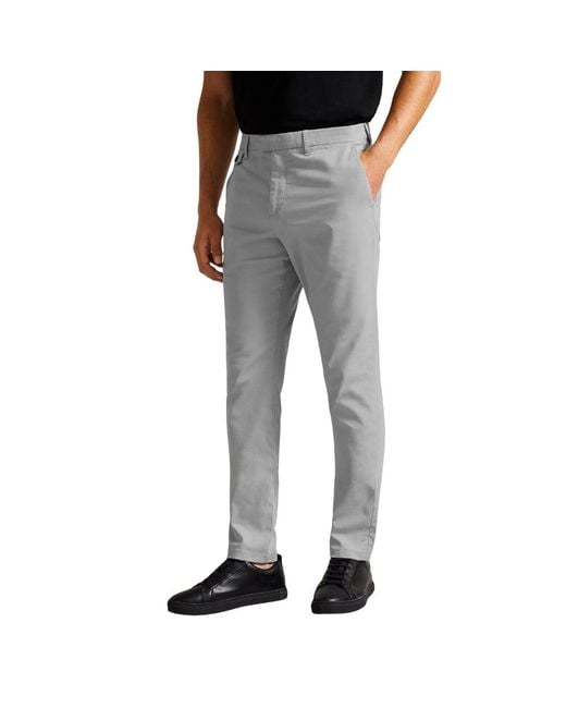 Ted Baker Gray Haydae Slim Fit Textured Chino Trousers for men