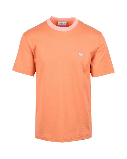 Lacoste Orange T-Shirt Peach/ Cotton for men