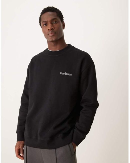 Barbour Black Brushed Nicholas Os Crew Neck Sweatshirt for men
