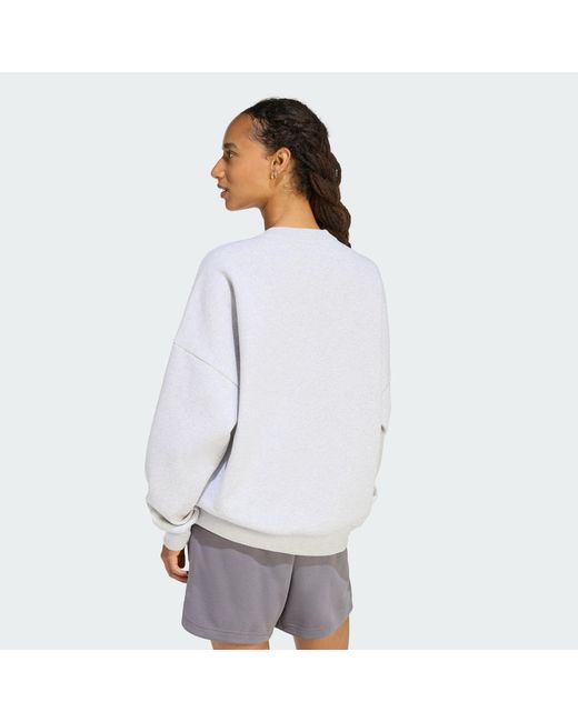 Adidas White 3 Stripes Studio Fl Hoodie