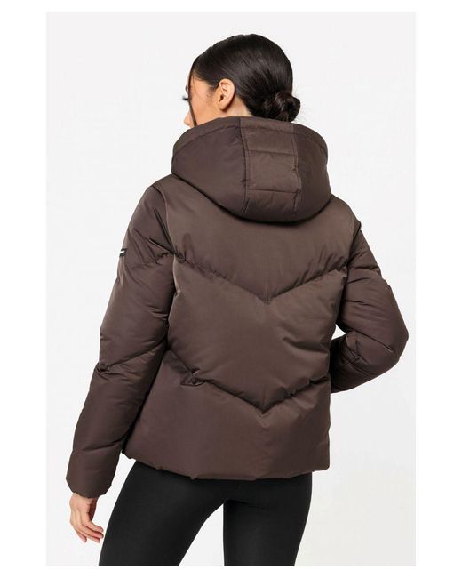 Good For Nothing Brown Cropped Hodded Puffer Jacket