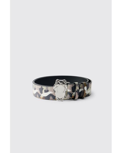 BoohooMAN Blue Snake Buckle Camo Belt for men