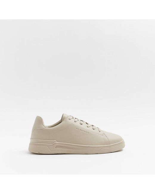 River Island White Trainers Lace Up Low Top Pu for men