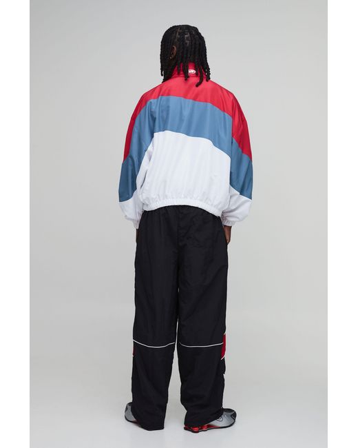 BoohooMAN Red Oversized Official Colour Block Sports Jacket for men