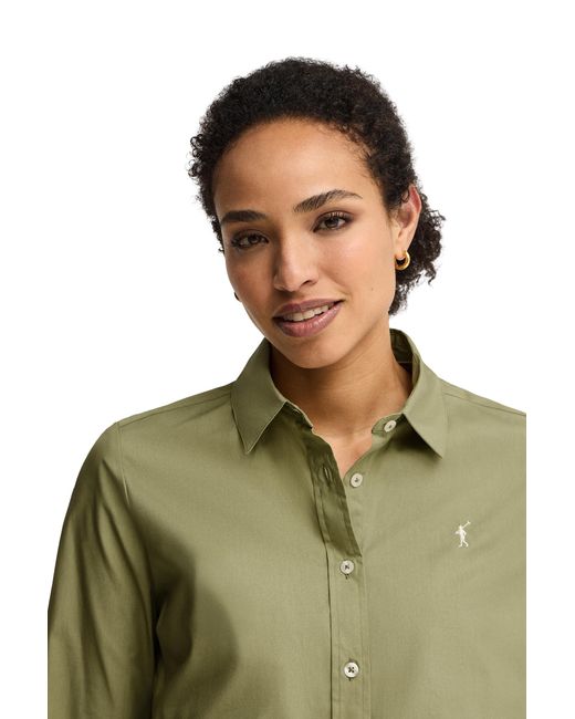 POLO CLUB Green Poplin Shirt Long Sleeve Slim Fit Shirt-L-S24