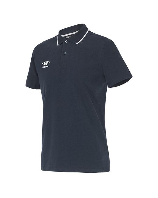 Umbro Blue Short Sleeve Collared Pique Polo Shirt 65703U Y70 Cotton for men