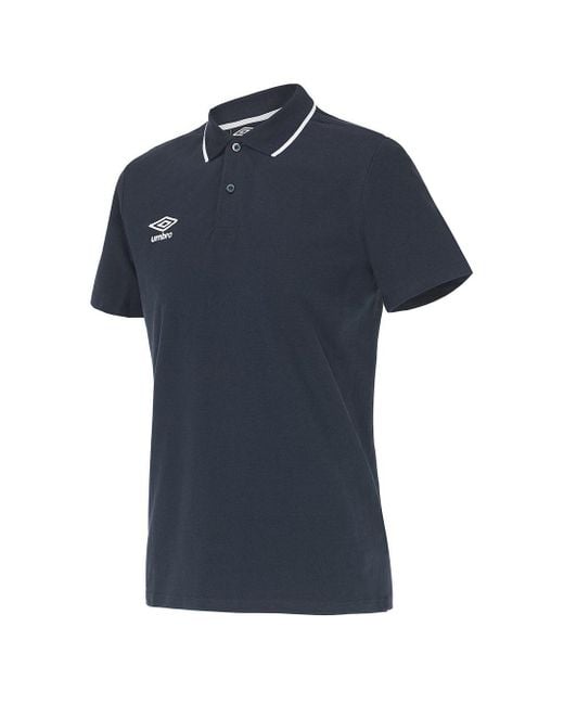 Umbro Blue Short Sleeve Collared Pique Polo Shirt 65703U Y70 Cotton for men