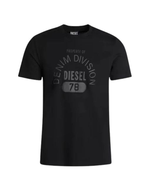 DIESEL Black Property Of Denim Division Logo T-Shirt Cotton for men