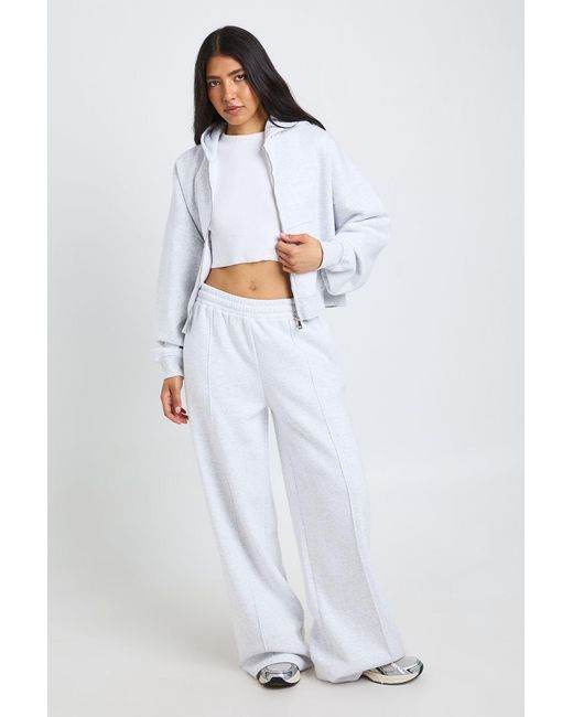 Boohoo White Tall Pintuck Detail Straight Leg Jogger