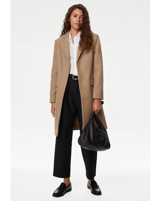 Marks & Spencer Natural M&S Collection Tailored Single Breasted Coat Caramel