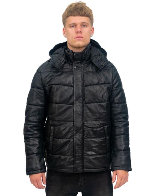 Infinity Leather Black Puffer Bomber Jacket-Alicante for men