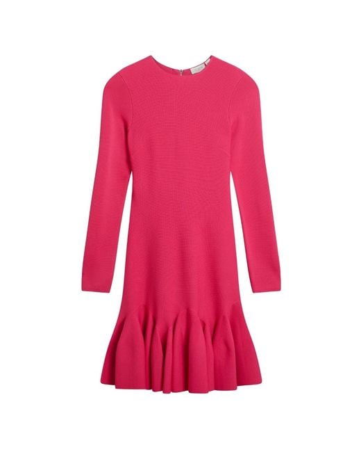 Ted Baker Pink Loisss Flippy Skirt Long Sleeve Fuchsia Mini Dress
