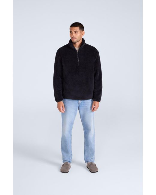 Mountain Warehouse Blue Fleece Teddy Sweater With Pockets Half Zip Warm Cosy Casual Jacket for men