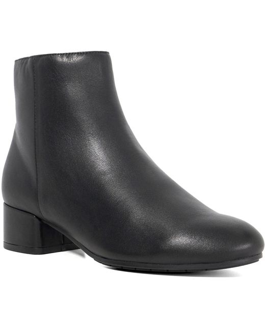 Dune Black Pippie Leather Heeled Ankle Boots