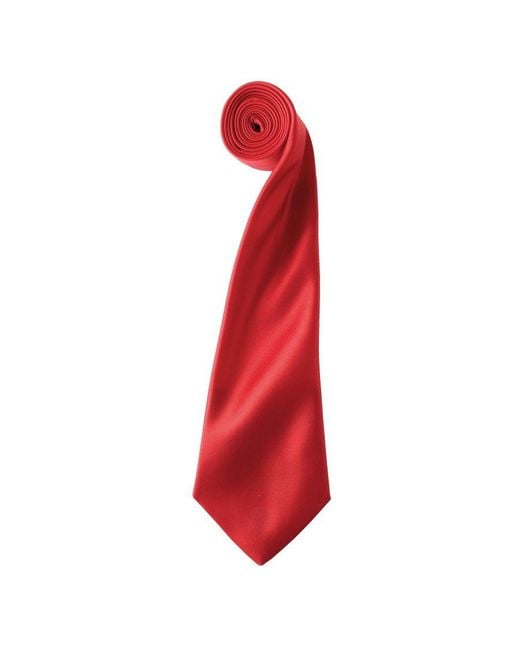 PREMIER Red Plain Satin Tie (Narrow Blade) () for men