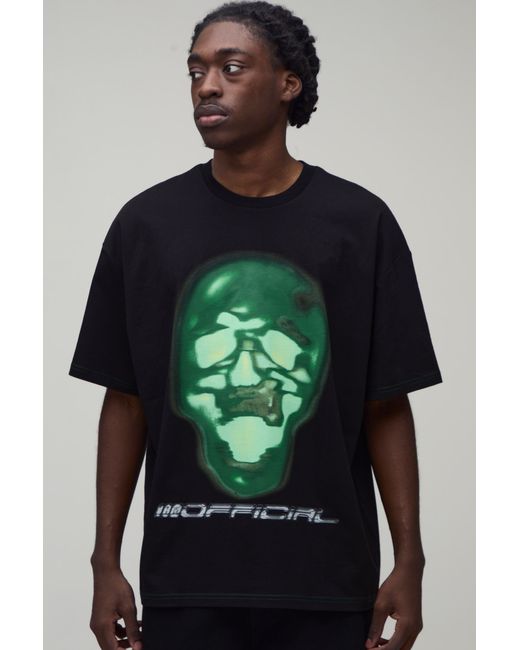 BoohooMAN Green Afterlight Skeleton Printed Short Sleeve T-Shirt for men