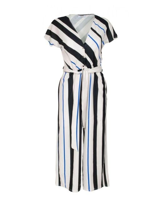 Quiz White Striped Tie Waist Sleeveless Jumpsuit