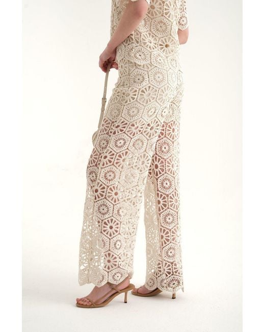 Hiccup Natural Lace Crochet High Waist Trousers