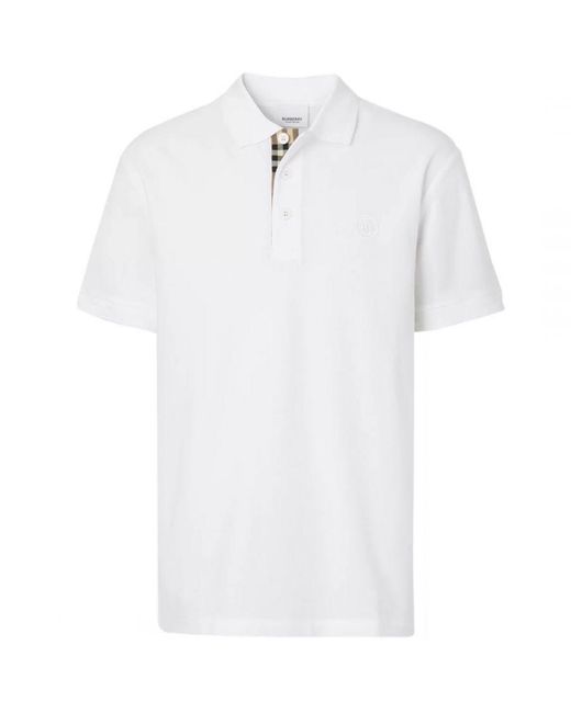 Burberry White Branded Circle Logo Polo Shirt for men