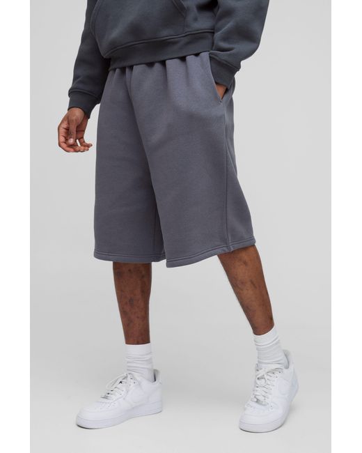 BoohooMAN Blue Tall Oversized Drop Crotch Basic Shorts for men