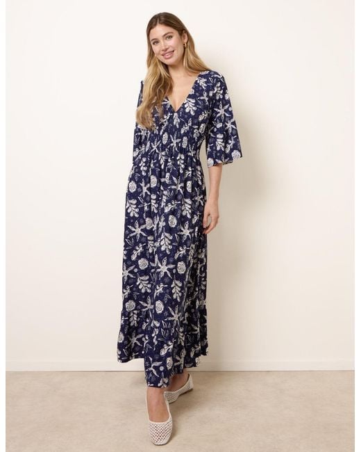 Blue Vanilla Blue Shirred Empire Bust Dress