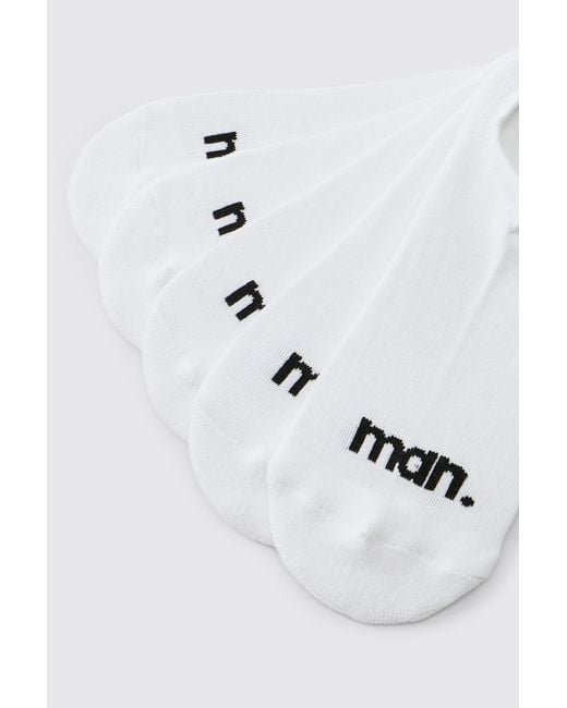 BoohooMAN White 5 Pack Dot Half Terry Trainer Socks for men