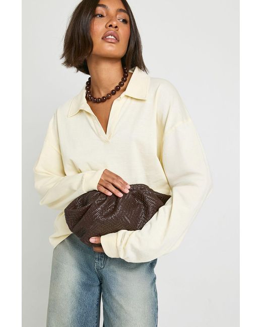 Boohoo White Textured Clutch Bag
