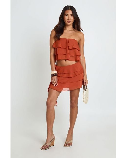 Boohoo Ruffle Textured Mini Skirt