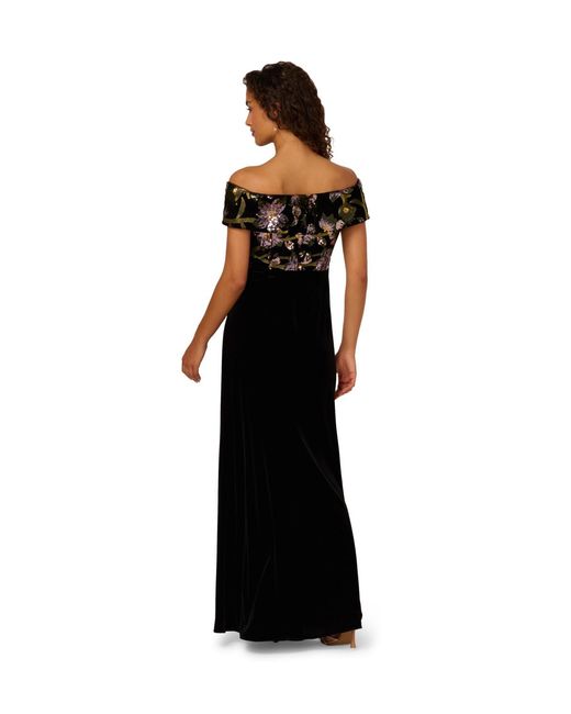 Adrianna Papell Black Off Shoulder Gown