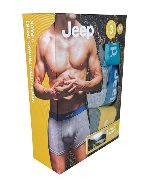 Jeep Gray 3 Pairs Cotton Rich Blend Everyday Fitted Brief Trunks for men